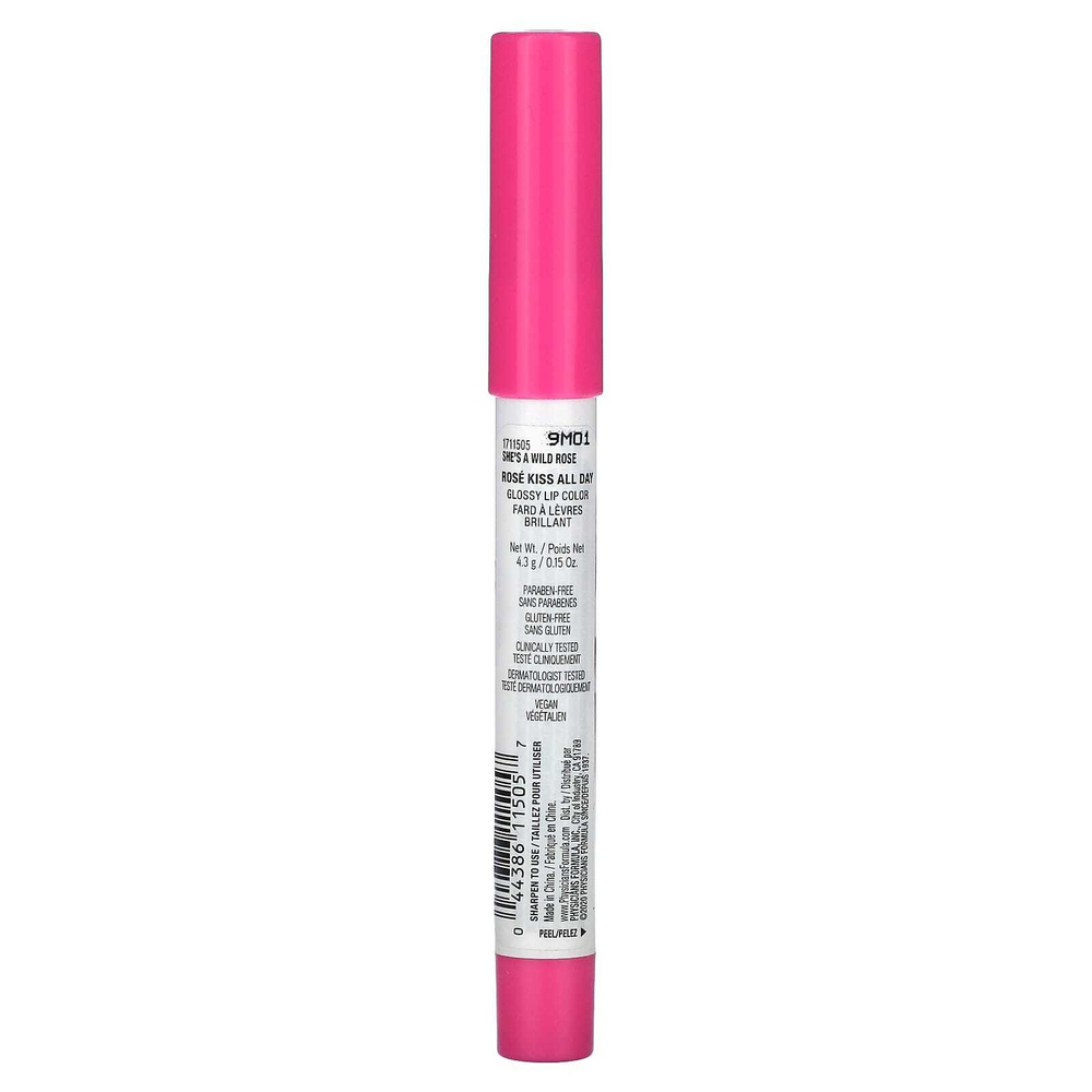 Physicians Formula, Rosé Kiss All Day, блестящая губная помада, 1711505 шиповник, 4,3 г (0,15 унции)