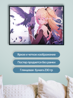 Постер плакат Фишль С Птицей Genshin Impact Геншин Импакт