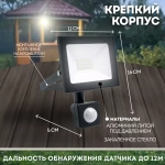 Прожектор LED с датчиком движения SFL80-20 IP65 20W 6400K черный SAFFIT