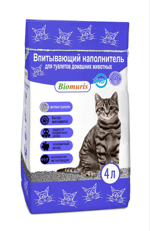 Biomuris минеральный Впитывающий наполнитель для кошачьих лотков Биомурис 2кг