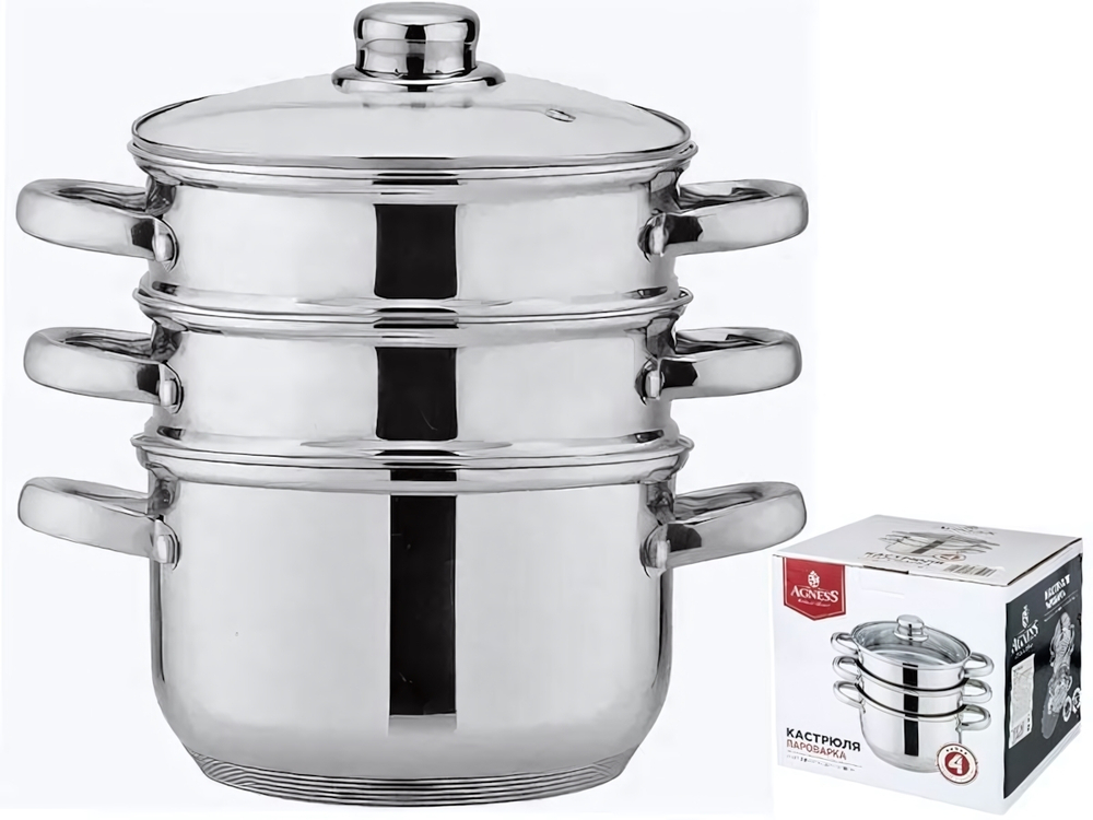 Кастрюля-пароварка 3-х ярусная 2,5л 4 предмета, индукция