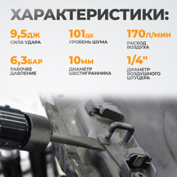 WDK-24120 Пневматический молоток 2500 уд/мин, HEX 175 мм