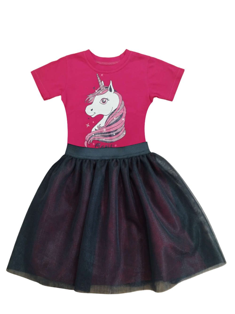 1120 Юбка детская кулирка/фатин бордо/черный  (64-68)