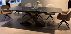 Стол ARKELL 180 GREY, стекло BUBBLE  / Шоколадное золото каркас ®DISAUR