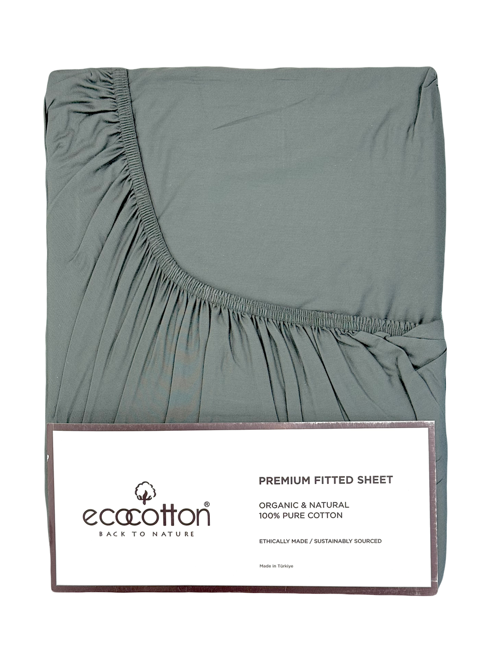 Сатиновая простынь на резинке EcoCotton 160х200 | светло-зеленый