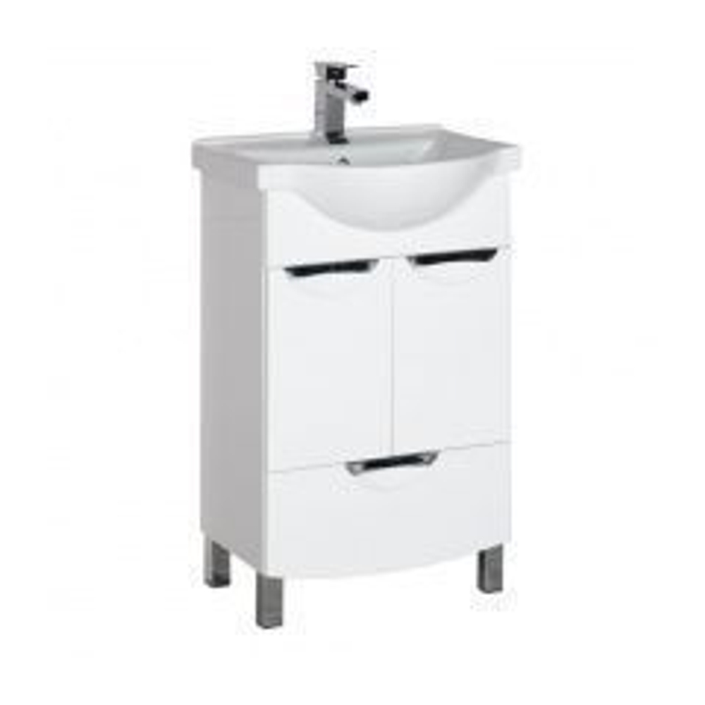 Тумба с раковиной Aquanet Асти 55 белый (2 дверцы 1 ящик)