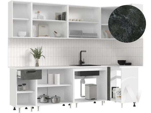 Кухня Рио NEW ЛДСП 2;6х1;0м (белый/бетон светлый; бетон темный/кастилло темный)