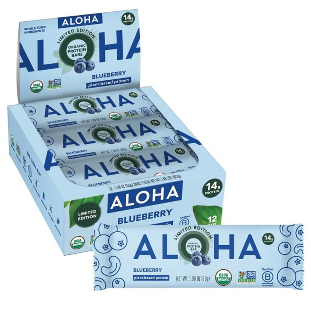 Aloha, Organic Protein Bars, Blueberry, 12 Bars, 1.98 oz (56 g) Each