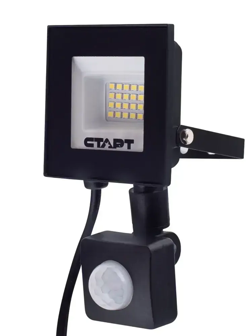 Прожектор с датчиком движения уличный 20ВТ светодиодный влагозащищенный СТАРТ, холодный белый свет