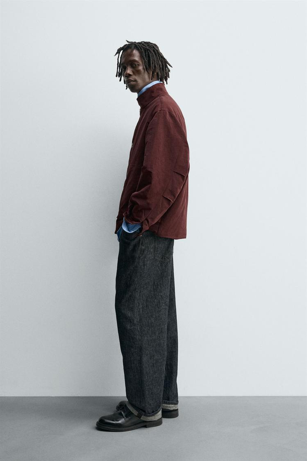 ZARA КУРТКА СВОБОДНОГО КРОЯ С КАРМАНАМИ, БУРГУНДИ