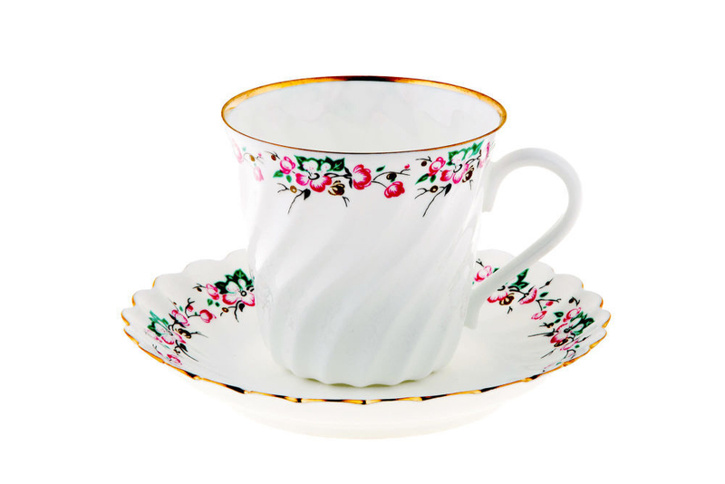 Кофейная пара «Весенний» с витым туловом и цветочным декором