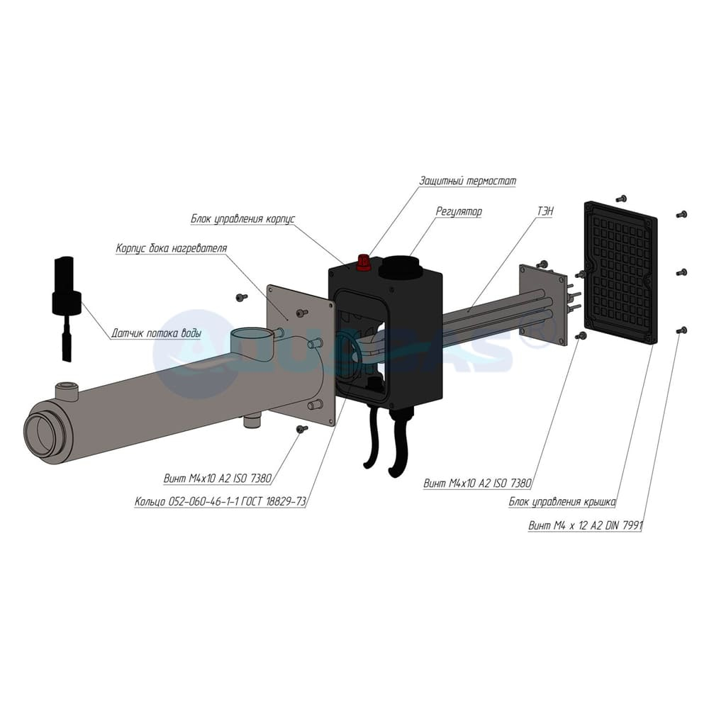 НВ.06 Электрический водонагреватель для бассейна 6 кВт в комплекте с датчиком потока и термостатом