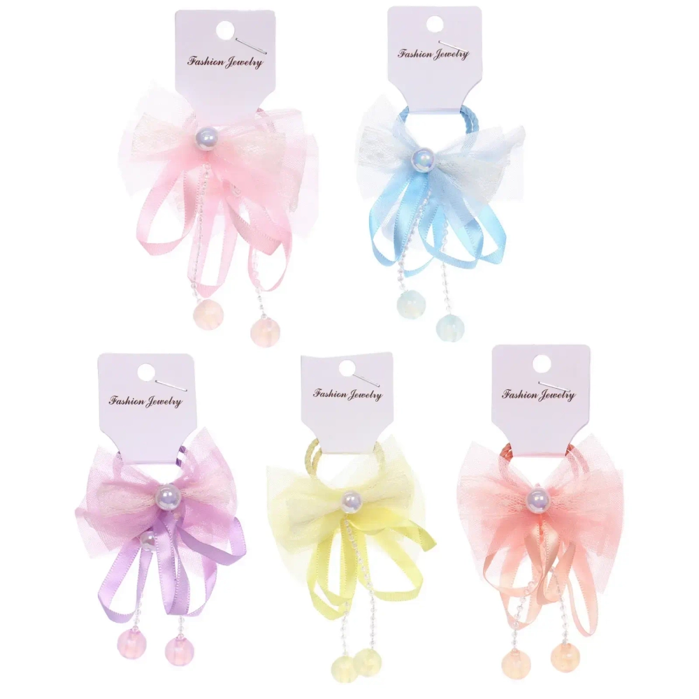 Резинки для волос детские 2шт «КОНФЕТКИ», бантики, микс 5 цветов, d-3см