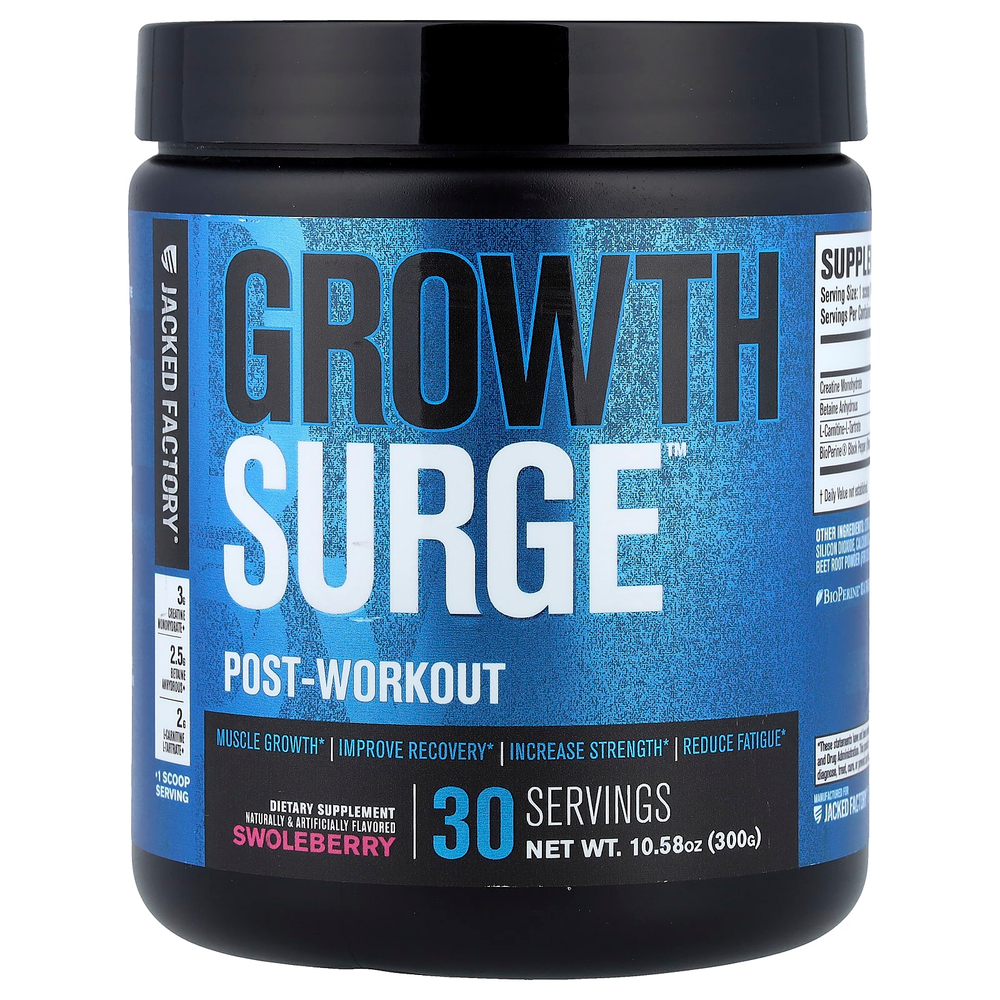 Jacked Factory, Growth Surge™, после тренировки, солёная ягода, 300 г (10,58 унции)