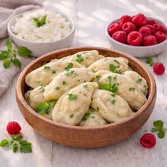 Вареники с сыром рикотта и малиной/450 гр