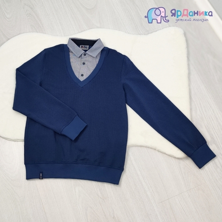 Обманка Cegisa пуловер с рубашкой, светло-синий/синяя клетка