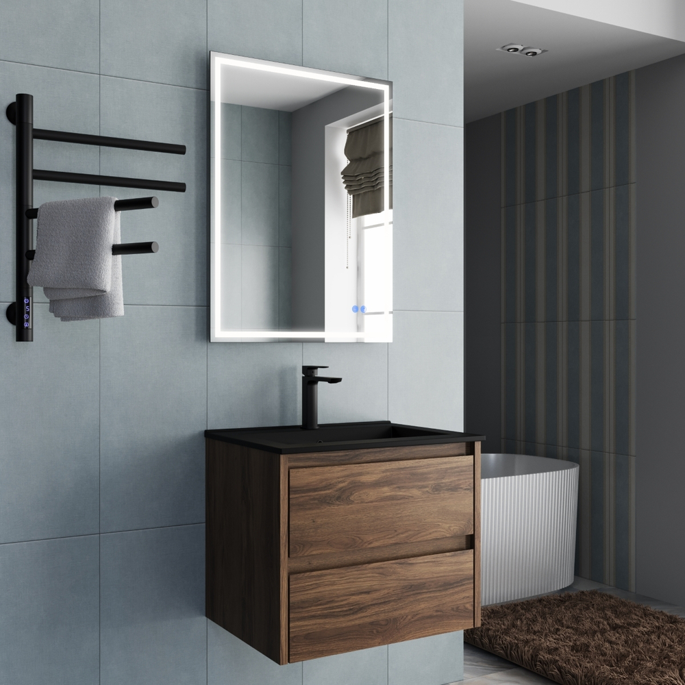 База под раковину Gio 600 подвесная, 2 выкатных ящика soft-close, C.Oak