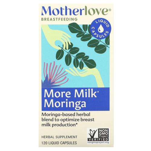 Motherlove, грудное вскармливание, моринга для повышения лактации, 120 капсул с жидкостью