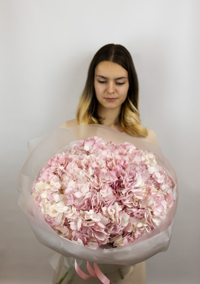 Букет из 9 розовых Колумбийских гортензий (№401)
