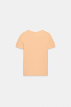 ZARA МИНИМАЛИСТИЧНАЯ ФУТБОЛКА С КОРОТКИМИ РУКАВАМИ, ПЕРСИКОВЫЙ