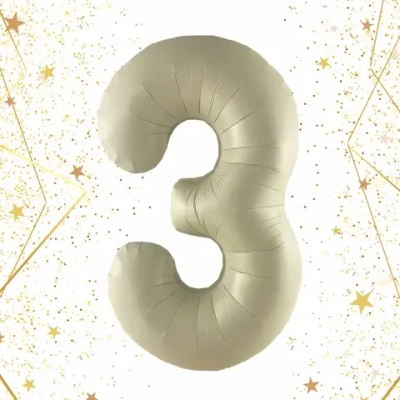 Шар фольгированный 32'/81см «Цифра «3» (молочный)