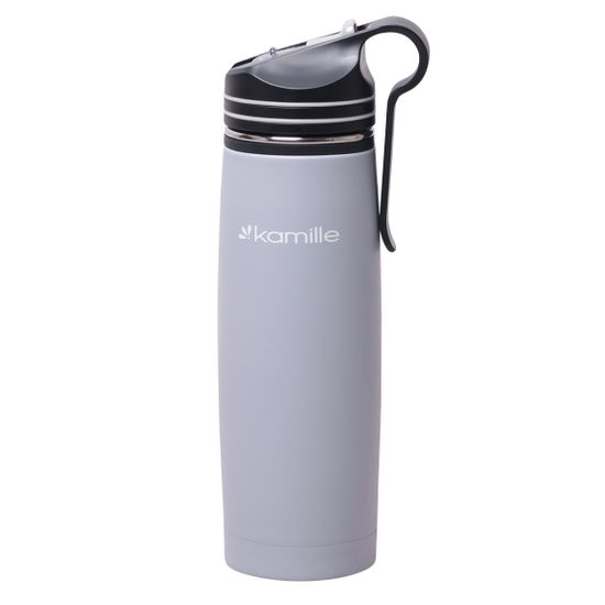 Термос-Бутылка спортивная 500 мл. Kamille KM-2058 из нержавеющей стали с трубочкой и клипсой