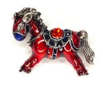 Брошка "Огненная Лошадка", стразы, бижутерный сплав, новогодняя