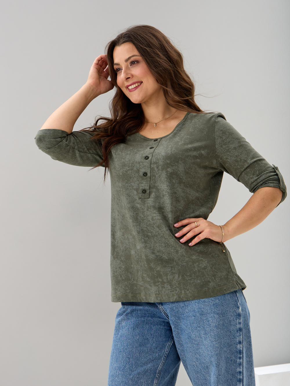 Лонгслив ЛНк-005/хаки-варенка