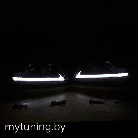 Передние фары Tube Light для Toyota Land Cruisre Prado 120 (03-09) динамические черные