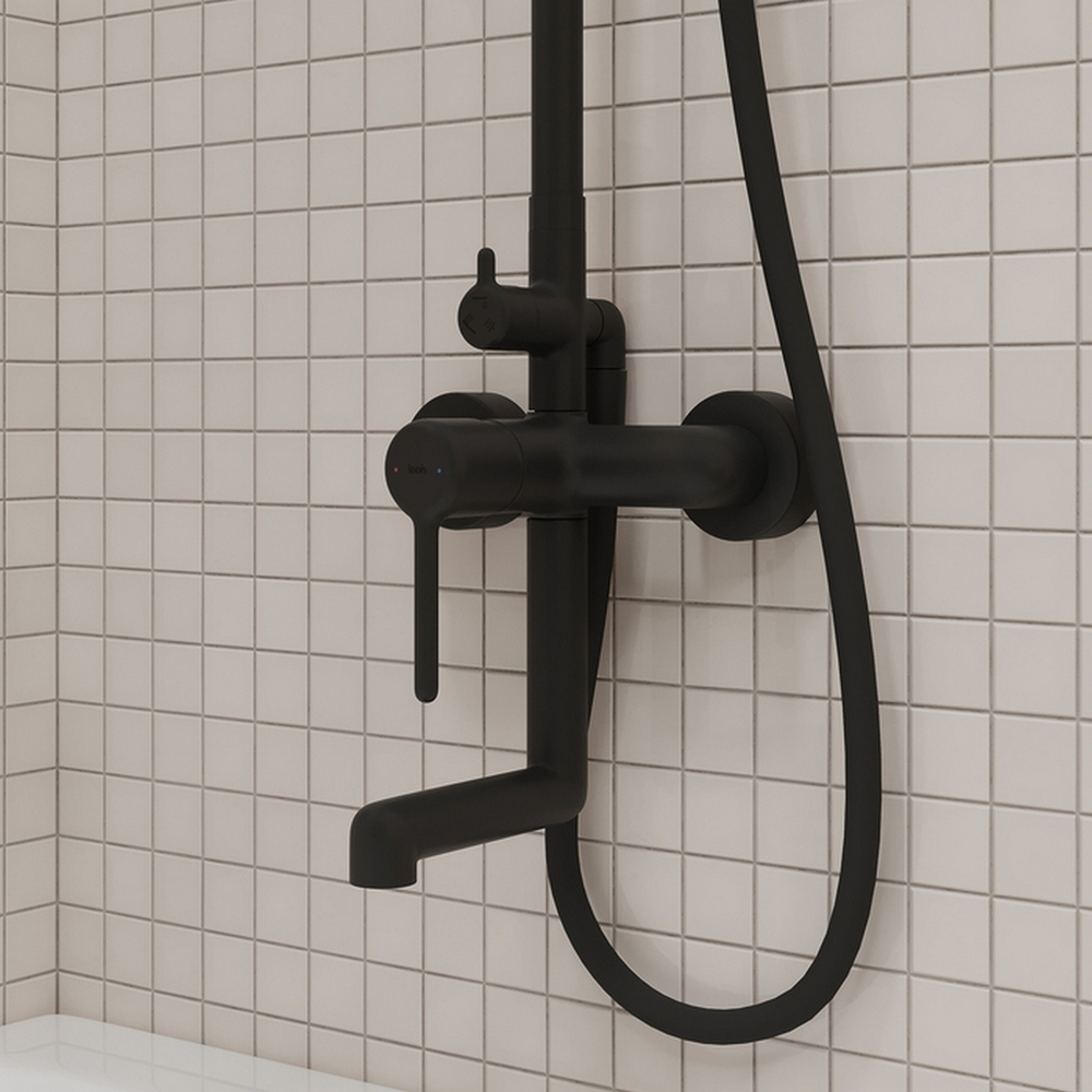 Душевая система 35к IDDIS AIGBL3Fi06 "Aiger" лейка "Тропический душ" ЧЕРНЫЙ матовый