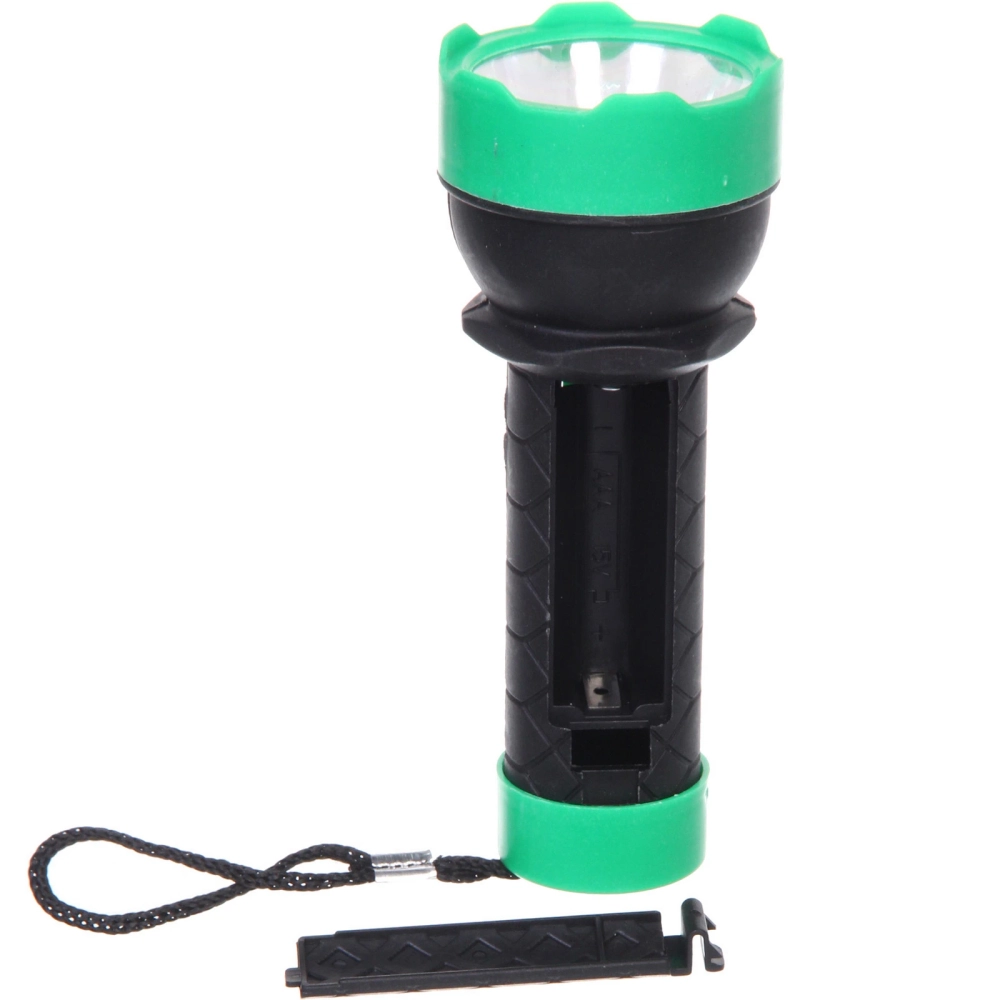 Фонарь ручной 1 режим 1LED 1AA микс 3 цвета 2019