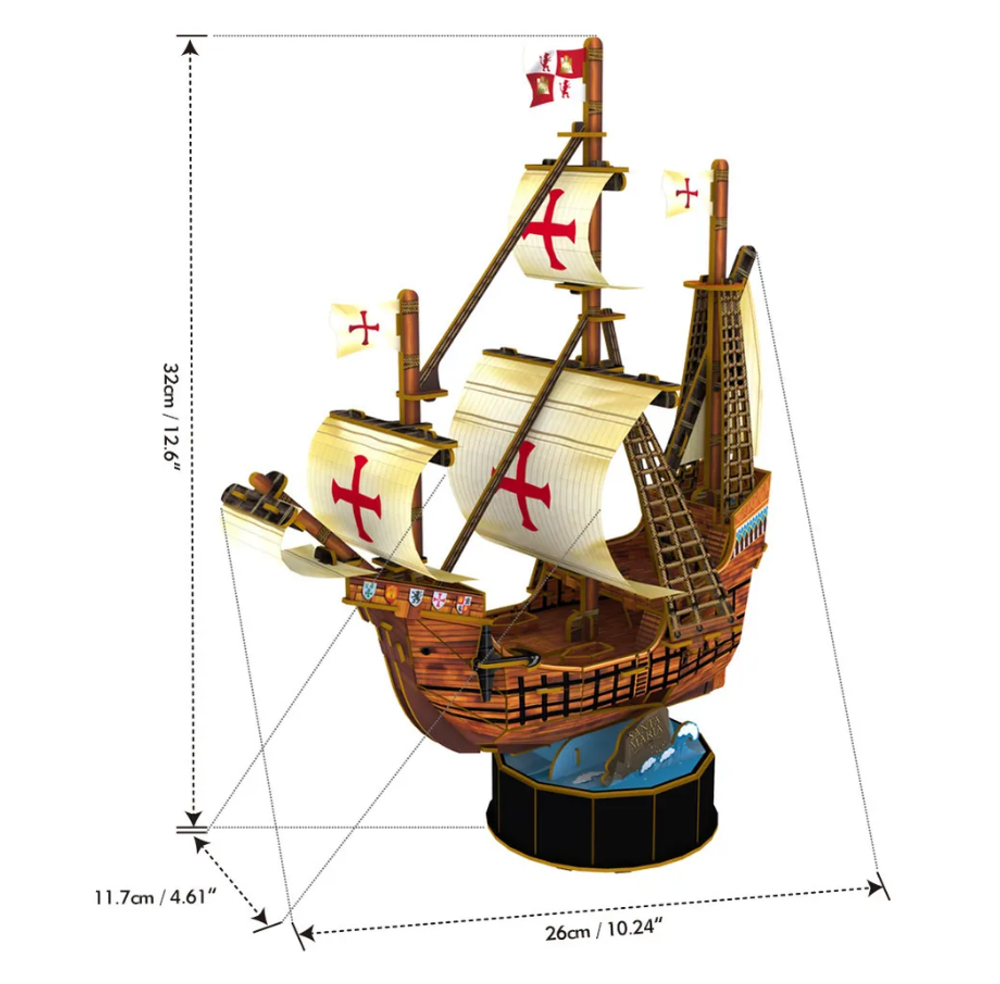 3D Пазл CubicFun Корабль Санта-Мария 93 детали T4031h