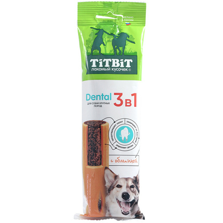 Лакомство для собак крупных пород Dental 3в1 Лакомый кусочек с облепихой, 95г ТитБит
