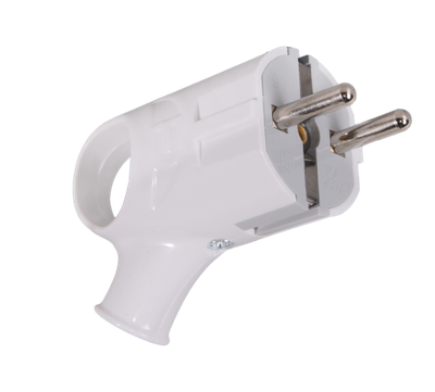 Вилка угловая с ушком с/з, белая 16А 250В Вихрь