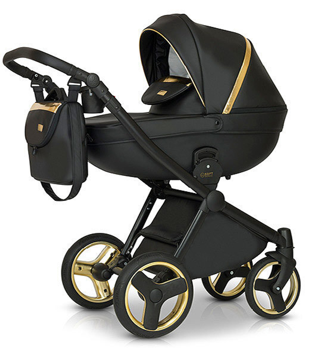 Детская коляска Verdi Mirage Soft 3 в 1 (Черный/золотой)