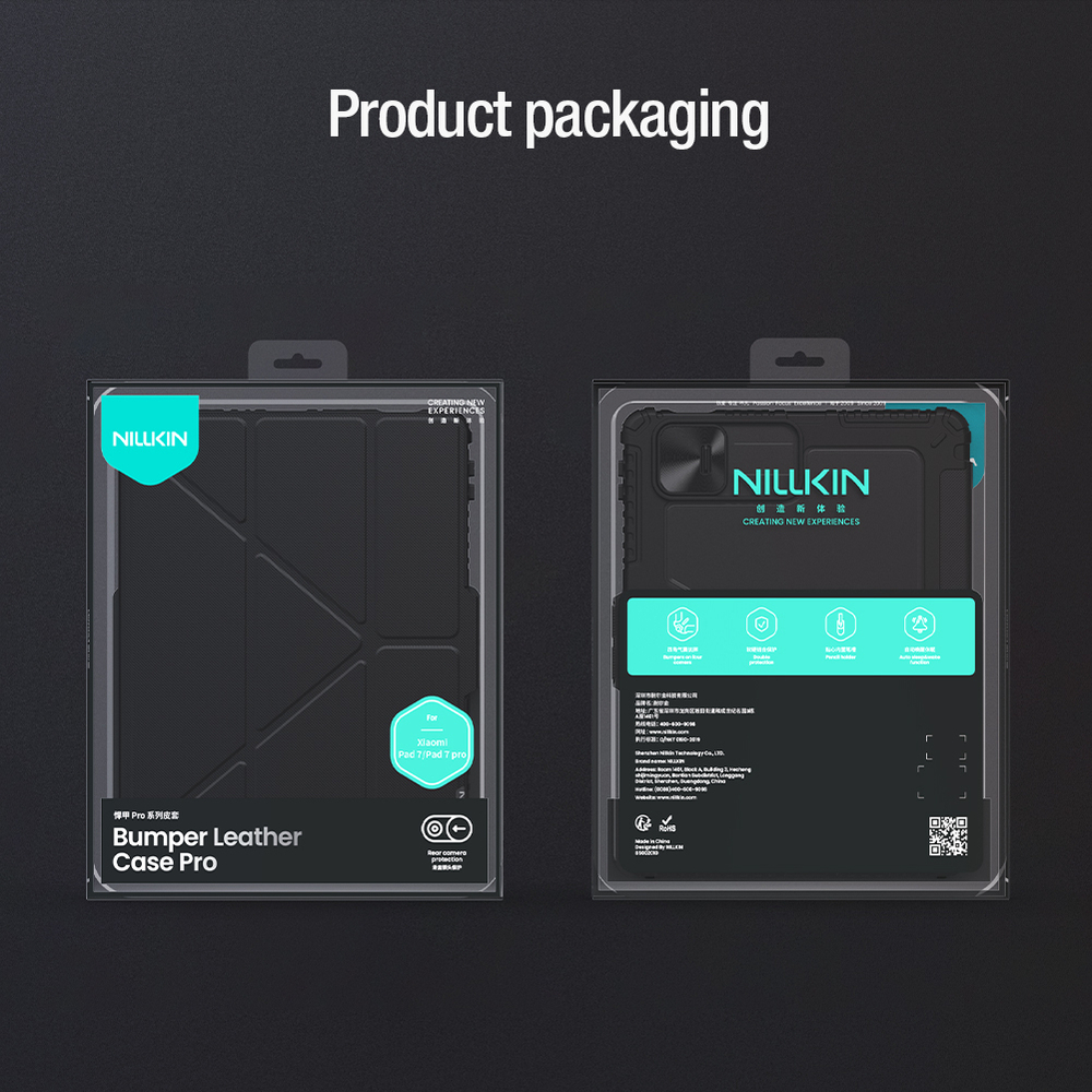 Чехол книжка синего цвета от Nillkin для Xiaomi Pad 7 и 7 Pro, серия Bumper Pro Case-Multi Angle Folding Style, многофункциональный складной стиль