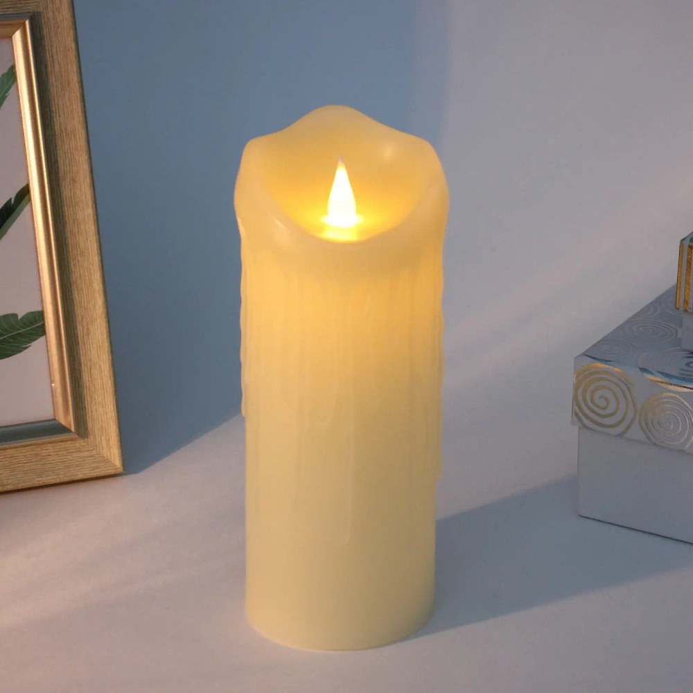 Сувенир с подсветкой «Свеча восковая - Изыск» 7,5*20 см - облита воском (работает от батареек 3 ААА)