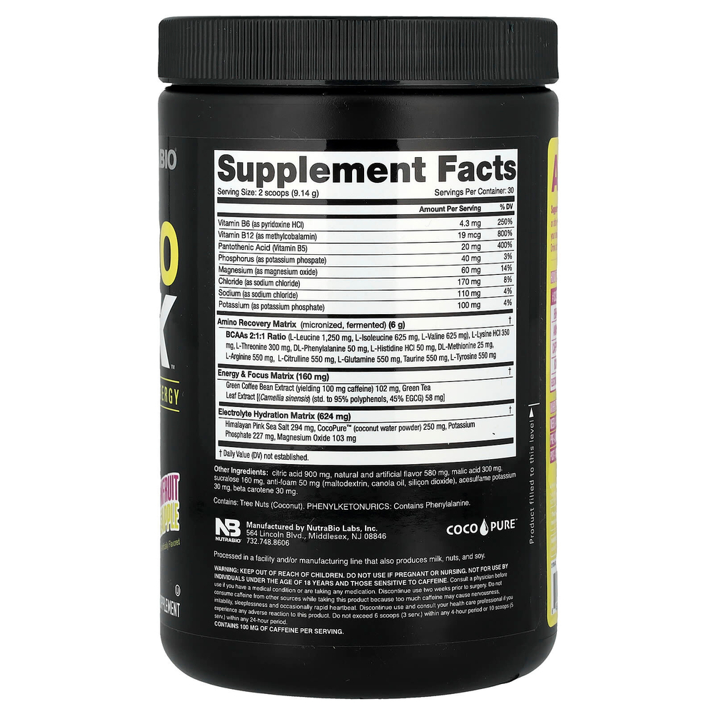 NutraBio, Amino Kick ™, ананас из маракуйи, 274 г (9,7 унции)
