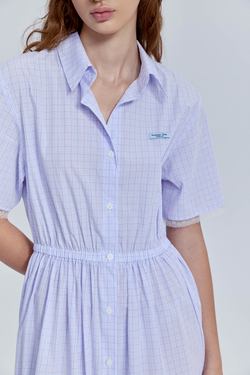 Платье в клетку из итальянского хлопка с кружевом