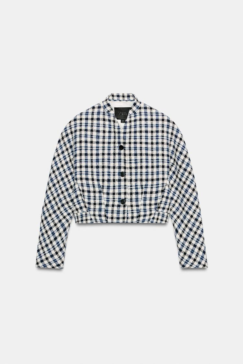 ZARA КУРТКА В КЛЕТКУ — ZW COLLECTION, ЭКРЮ/СИНИЙ