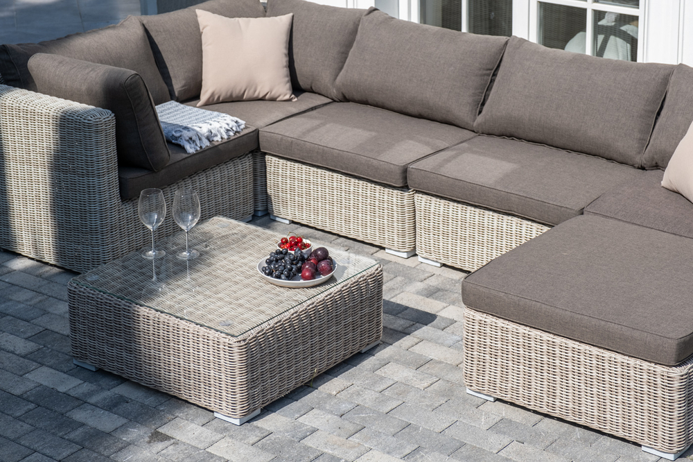 "Лунго" трансформирующаяся лаунж-зона из искусственного ротанга, цвет бежевый