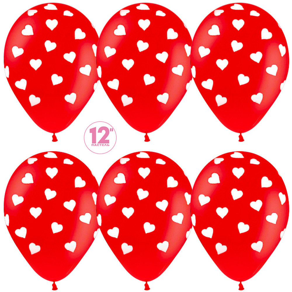 S 12" Сердца красный