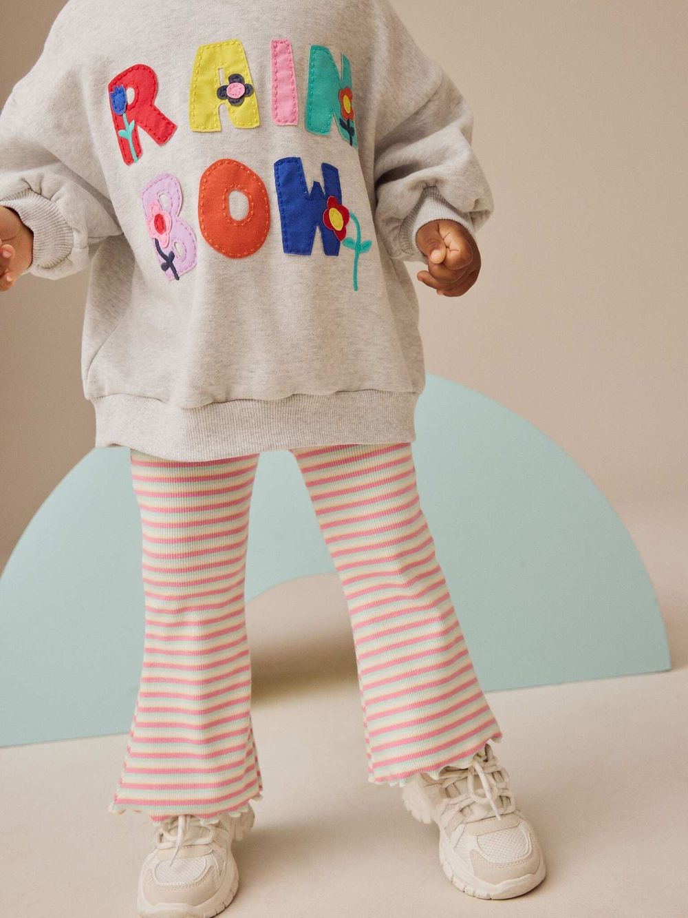 Толстовка и легинсы-клеш в комплекте для девочки Next E54-936, Серый, Розовый