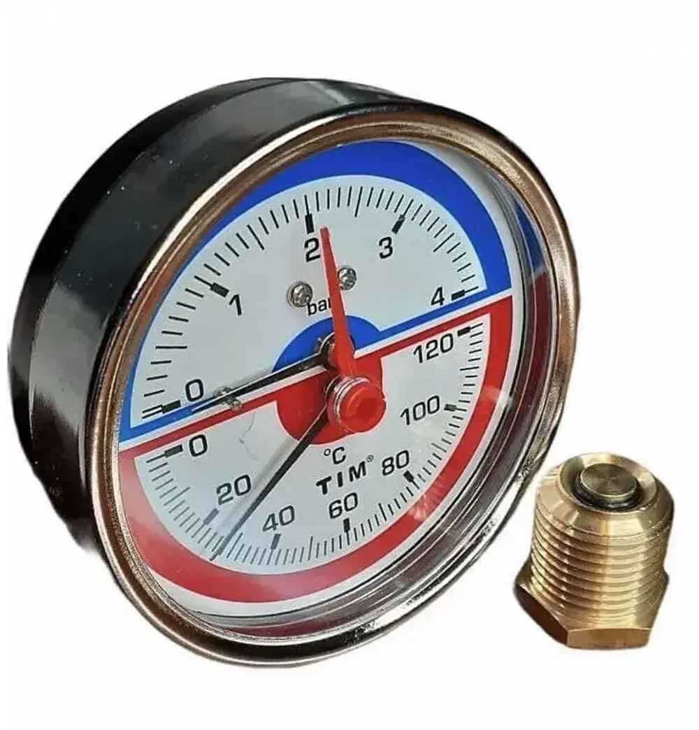Термо-манометр аксиального подключения 1/2" - 6 бар, 80 мм