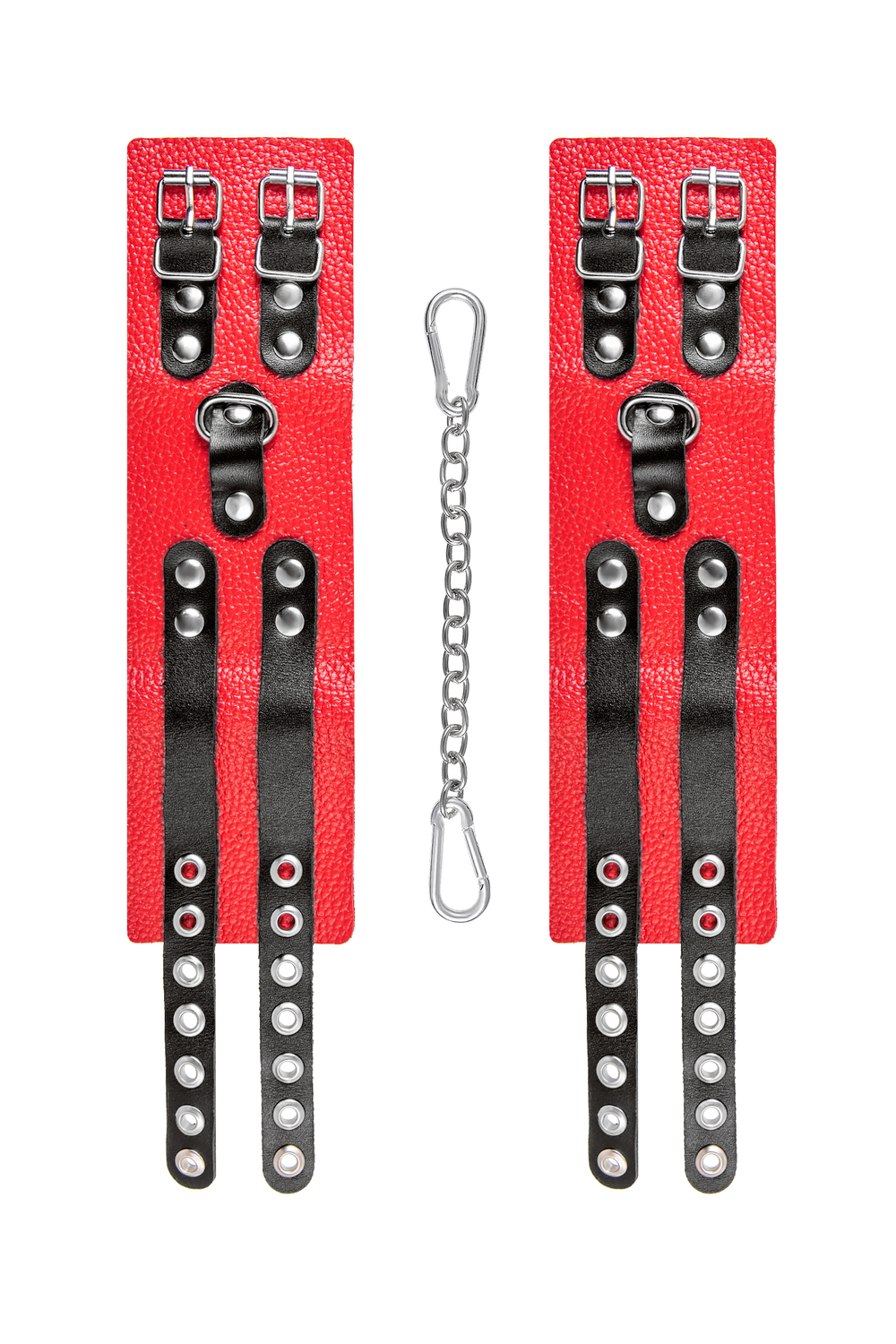 Оковы Pecado с двумя ремешками с люверсами красные 25 см