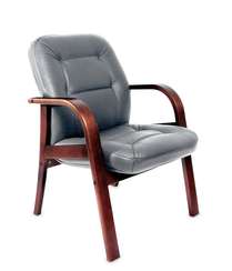 Кресло для посетителей Victoria D серая кожа