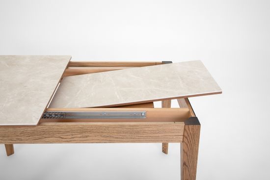 Стол Франк-М (дуб/нога венге/столешница керамика черный мрамор)