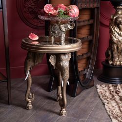 Фруктовница Слон индийский Бронза со стеклянной чашей