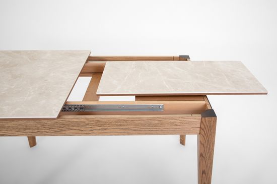 Стол Франк-М (дуб/нога венге/столешница керамика черный мрамор)