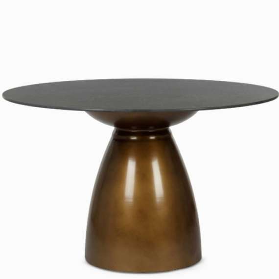 Обеденный стол Karmella Ø120 см, черная керамика